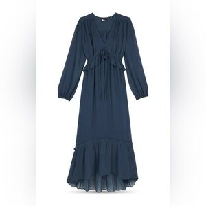 ✔️79 The Kooples Navy silk Long Sleeve Dress French size 1 $715